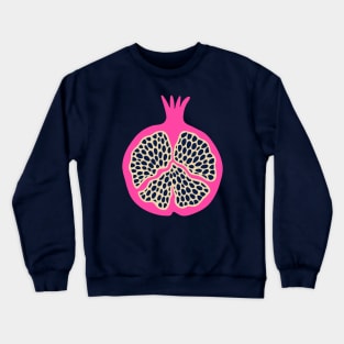 POMEGRANATE Fresh Plump Ripe Tropical Fruit in Fuchsia Hot Pink with Cream and Dark Blue Seeds - UnBlink Studio by Jackie Tahara Crewneck Sweatshirt